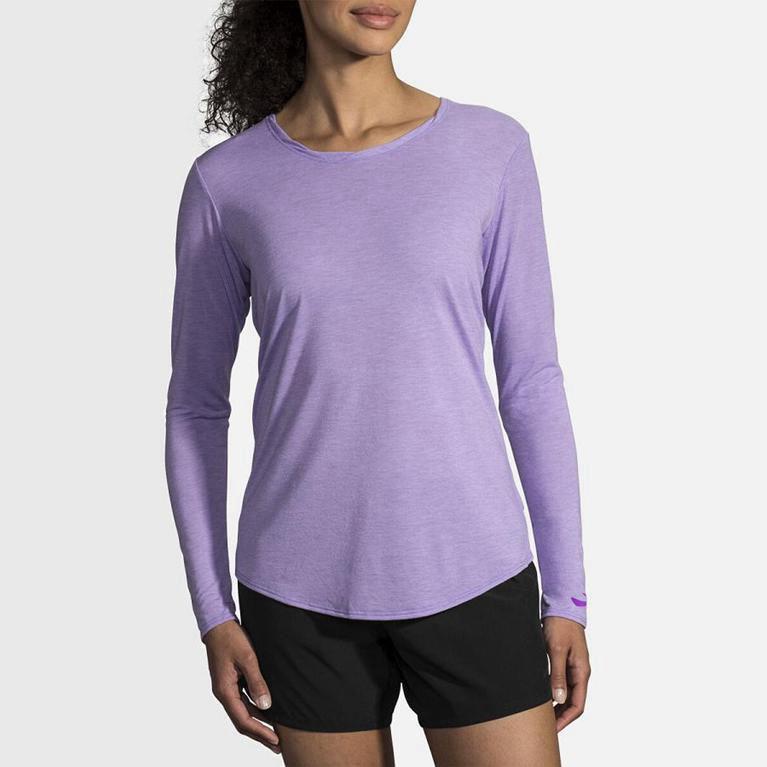 Brooks Women's Distance Long Sleeve Running Shirt Singapore - Purple (05134-XFOY)